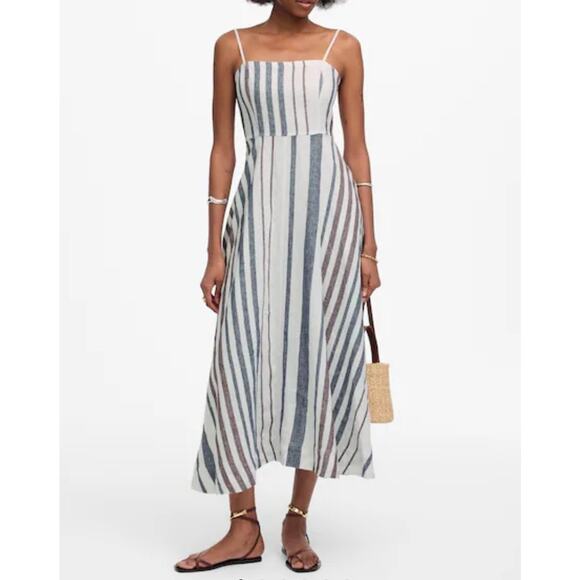 Madewell Dresses & Skirts - Madewell Striped Linen Maxi Dress Smocked